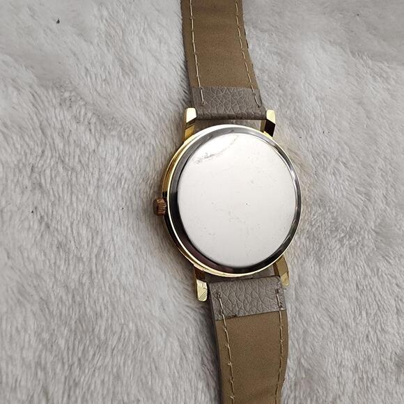 Gold/Grey Striped Anchor Leather Watch - Picture 3 of 9